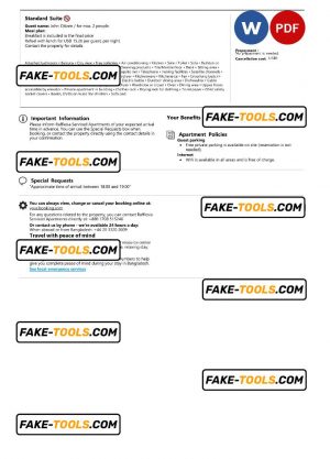 Bangladesh hotel booking confirmation Word and PDF template, 2 pages