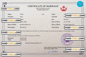 Brunei marriage certificate PSD template, fully editable