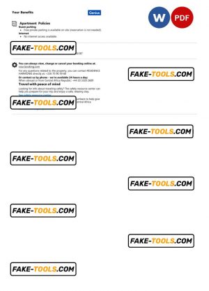 Central African Republic hotel booking confirmation Word and PDF template, 2 pages