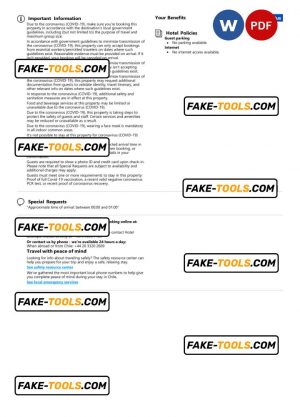 Chile hotel booking confirmation Word and PDF template, 2 pages