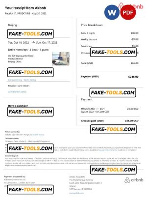 China Airbnb booking confirmation Word and PDF template