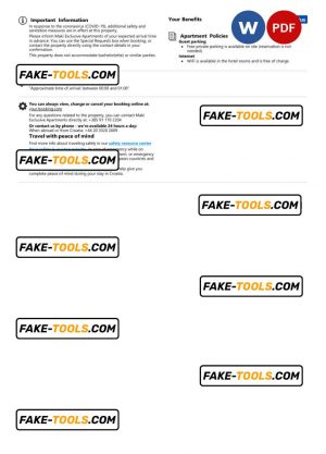 Croatia hotel booking confirmation Word and PDF template, 2 pages