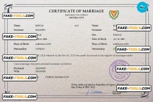 Cyprus marriage certificate PSD template, fully editable