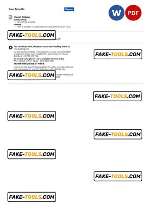 Egypt hotel booking confirmation Word and PDF template, 2 pages