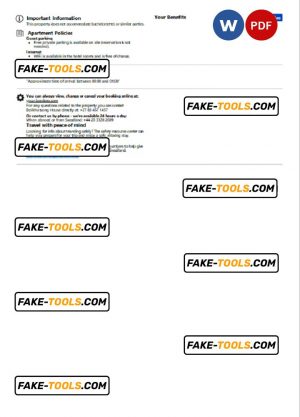 Eswatini (Swaziland) hotel booking confirmation Word and PDF template, 2 pages