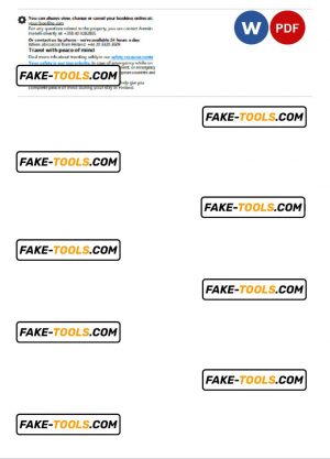 Finland hotel booking confirmation Word and PDF template, 2 pages