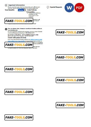Georgia hotel booking confirmation Word and PDF template, 2 pages