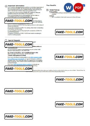 Germany hotel booking confirmation Word and PDF template, 2 pages