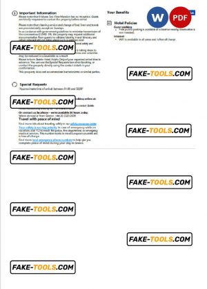 Greece hotel booking confirmation Word and PDF template, 2 pages