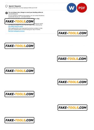 Guinea hotel booking confirmation Word and PDF template, 2 pages