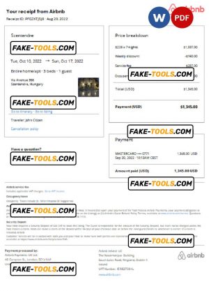 Hungary Airbnb booking confirmation Word and PDF template