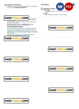 Hungary hotel booking confirmation Word and PDF template, 2 pages