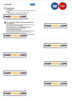 India hotel booking confirmation Word and PDF template, 2 pages