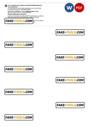 Iraq hotel booking confirmation Word and PDF template, 2 pages
