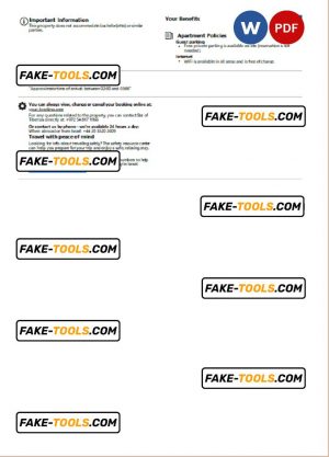 Israel hotel booking confirmation Word and PDF template, 2 pages