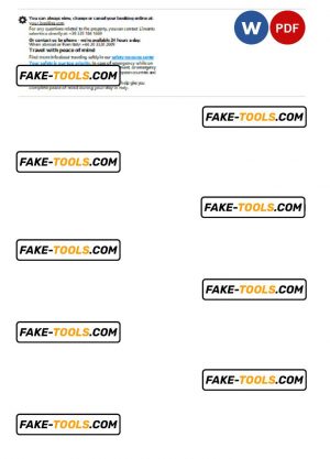Italy hotel booking confirmation Word and PDF template, 2 pages