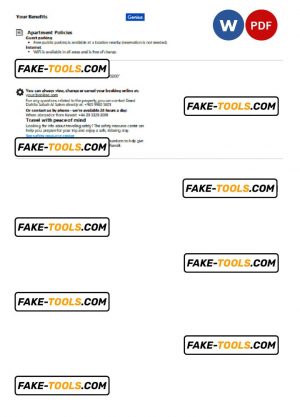 Kuwait hotel booking confirmation Word and PDF template, 2 pages