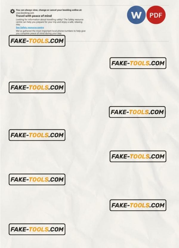 Malta hotel booking confirmation Word and PDF template, 2 pages