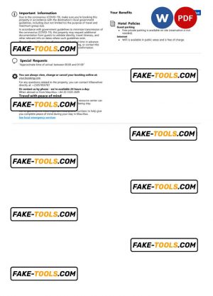 Mauritius hotel booking confirmation Word and PDF template, 2 pages