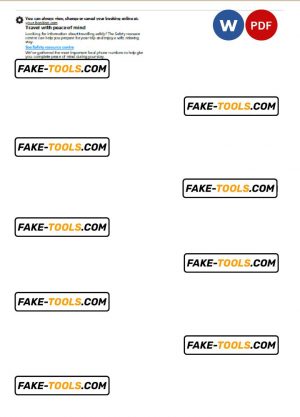 North Korea hotel booking confirmation Word and PDF template, 2 pages
