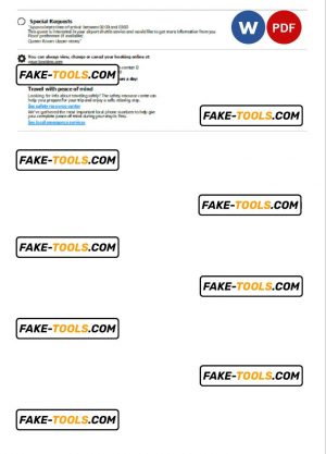 Peru hotel booking confirmation Word and PDF template, 2 pages