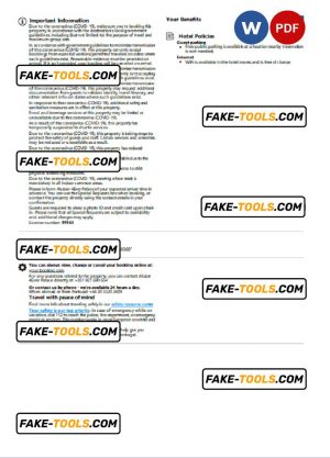 Portugal hotel booking confirmation Word and PDF template, 2 pages