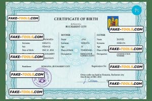 Romania vital record birth certificate PSD template