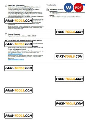 Saint Vincent and the Grenadines hotel booking confirmation Word and PDF template, 2 pages