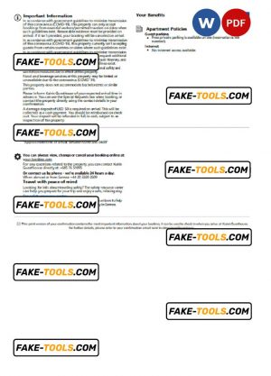 Samoa hotel booking confirmation Word and PDF template, 2 pages