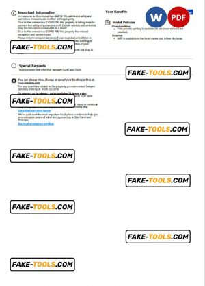 Sao Tome and Principe hotel booking confirmation Word and PDF template, 2 pages