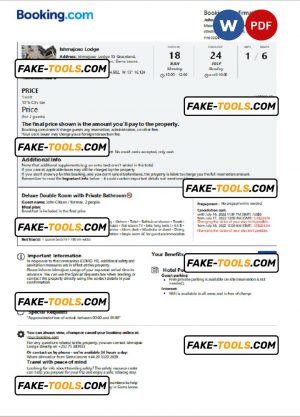 Sierra Leone hotel booking confirmation Word and PDF template