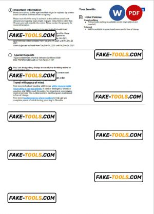 Slovakia hotel booking confirmation Word and PDF template, 2 pages