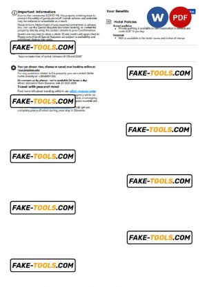 Slovenia hotel booking confirmation Word and PDF template, 2 pages
