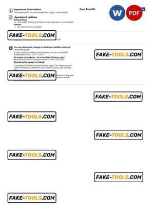 Solomon Islands hotel booking confirmation Word and PDF template, 2 pages