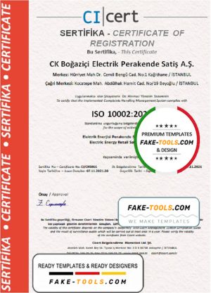 Turkey Cicert certificate template in Word and PDF format, fully editable