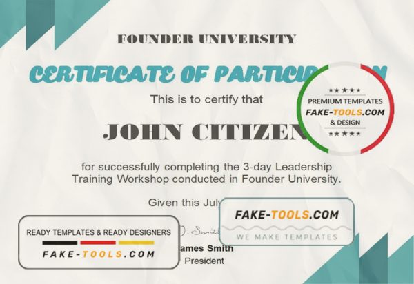 USA Business School Certificate template in Word and PDF format