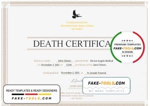 USA Certificate of Death template in Word and PDF format