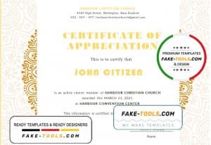 USA Church Certificate of Appreciation template in Word and PDF format