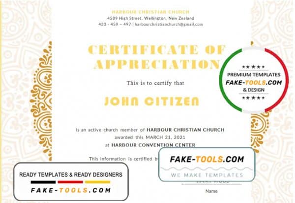USA Church Certificate of Appreciation template in Word and PDF format