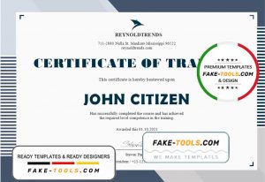 USA Company Training Certificate template in Word and PDF format