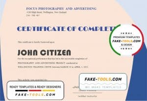 USA Completion Certificate template in Word and PDF format
