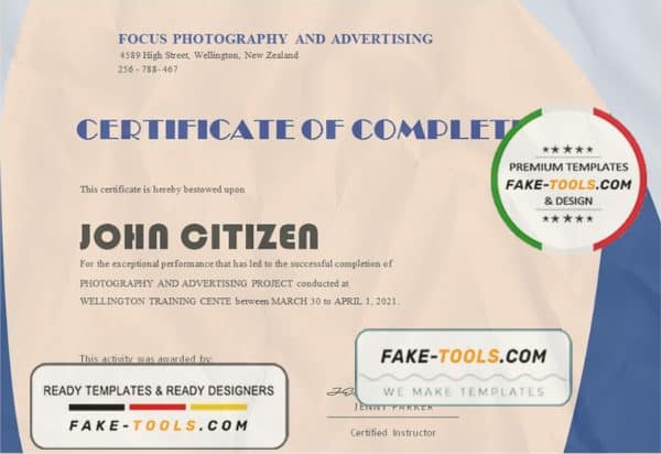 USA Completion Certificate template in Word and PDF format