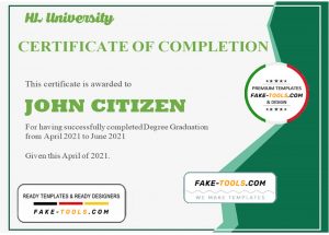 USA Completion & Graduation Ceremony certificate template in Word and PDF format