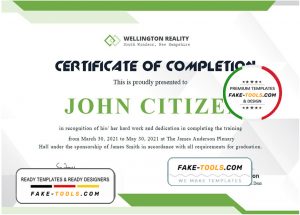 USA Completion certificate template in Word and PDF format, version 2