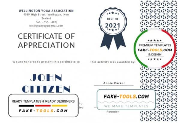 USA Customer Appreciation Certificate template in Word and PDF format, version 2
