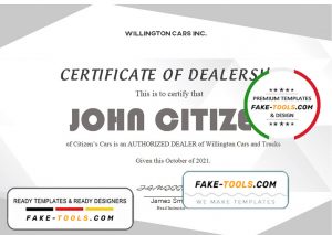USA Dealership Completion certificate template in Word and PDF format