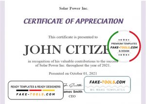 USA Employee Appreciation certificate template in Word and PDF format