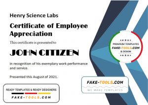USA Employee Appreciation certificate template in Word and PDF format, version 2