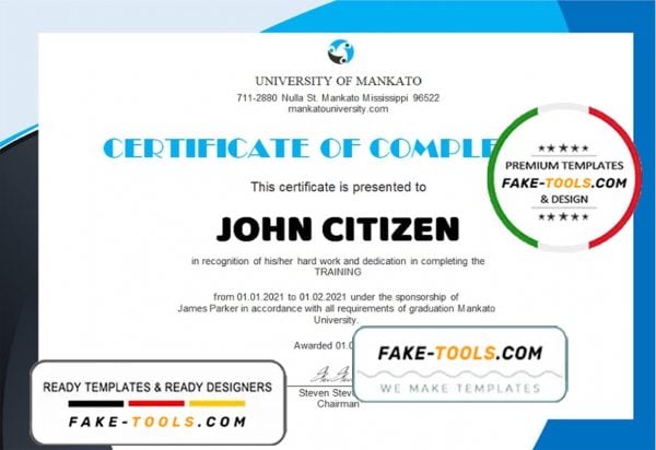 USA HR internship certificate template in Word and PDF format