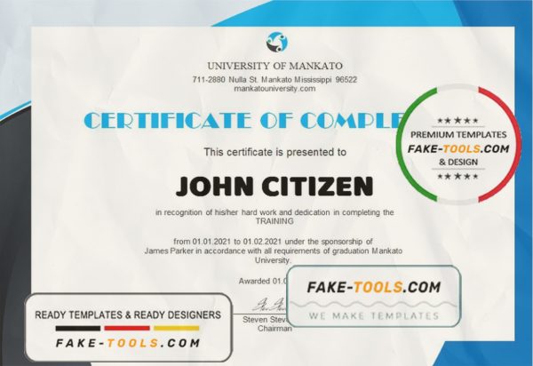 USA HR internship certificate template in Word and PDF format